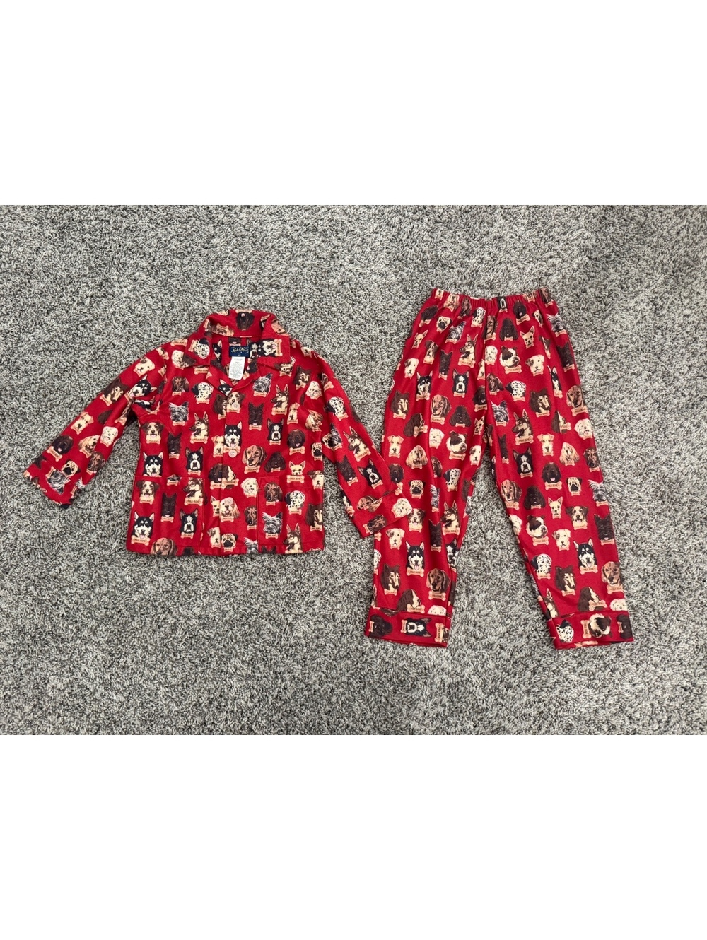 Nick & Nora Long Sleeve Shirt Flannel 2-Piece Pajamas Set Dog Print Size S (6)